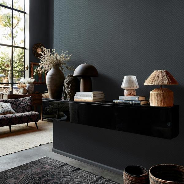 Abigail Ahern Herringbone Weave Wallpaper | Dusk