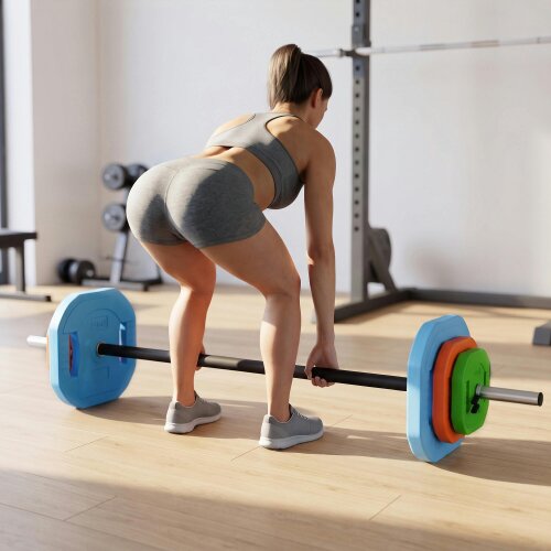 SPORTNOW 20kg Adjustable Barbell Weights Set Barbell Bar, Multicolour