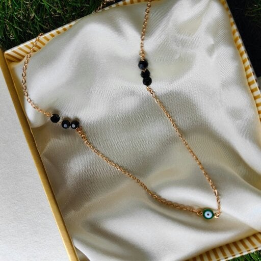 The Colourful Aura Black Bead Evil Eye Minimalistic Mangalsutra Ethnic Nazar Necklace