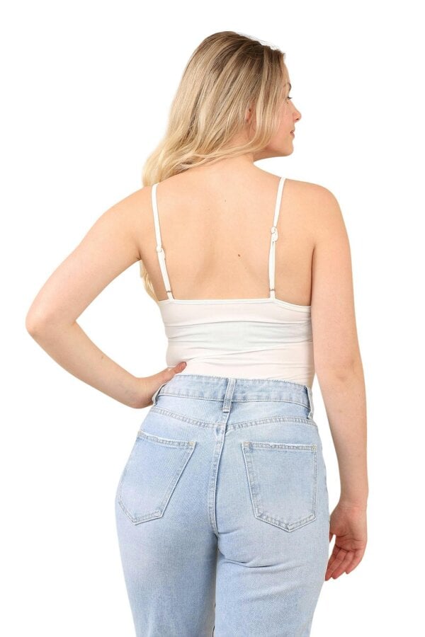 Elaina Fashion Lace Front Bodysuit – Elegant Sheer V-Neck Sleeveless Top