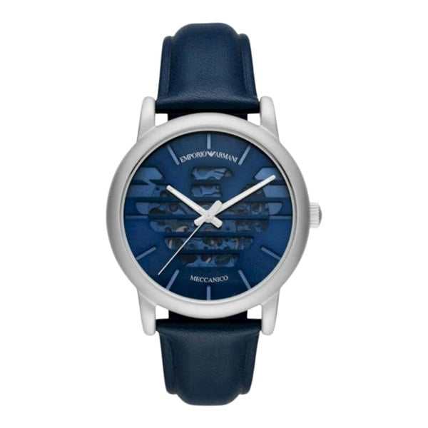 Emporio Armani Navy Blue Strap Silver Watch