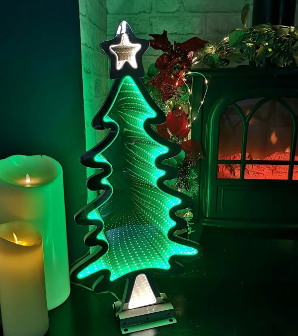 Samuel Alexander 60cm Infinity Light up Christmas Tree Decoration with Green LEDs on Metal Base