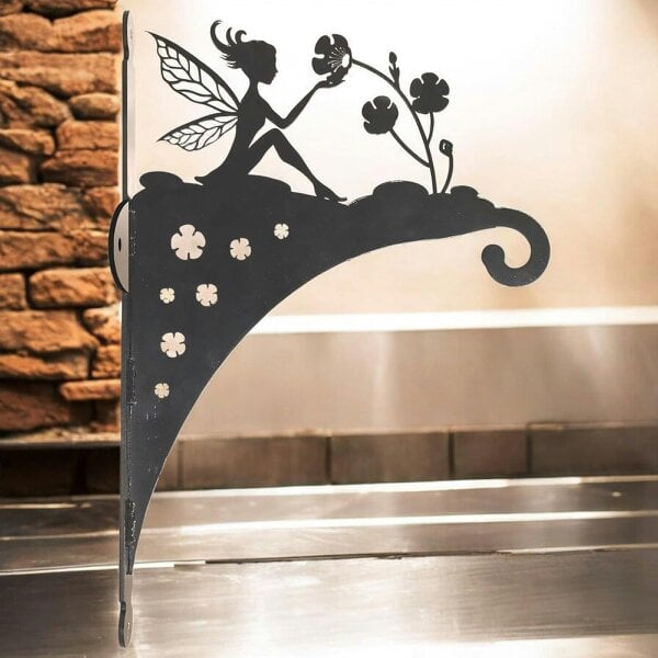 EDH Door Hardware Epsom Door Handle Decorative Metal Fairy Hanging Basket Bracket – Heavy-Duty Wall Hook for Planters, Bird Feeders & Outdoor Décor