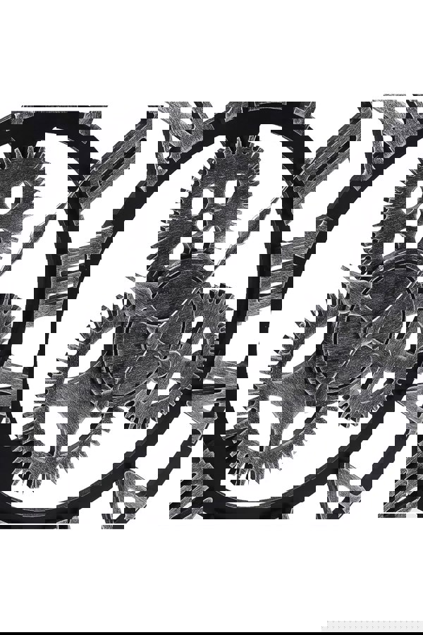 Living and Home 58cm Dia Industrial Style Round Roman Numeral Gear Wall Clock