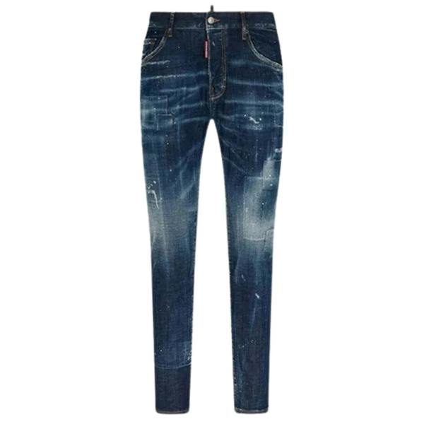 DSQUARED2 Skater Jean Destroyed Reinforced Patch Blue Jeans W34