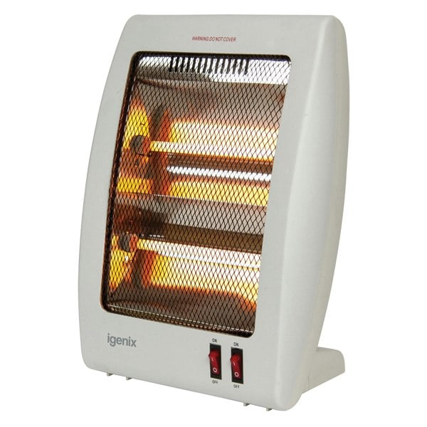 igenix Electric Halogen Heater, 2 Bar Quartz, 800W, White