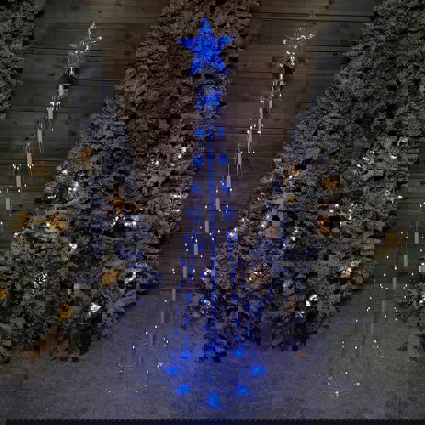 Samuel Alexander 150cm (5ft) White Metal Maypole Tree with 106 Rainbow LED Wire Lights and Remote