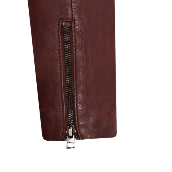 Infinity Leather Womens Burgundy Biker Leather Jacket - Delhi