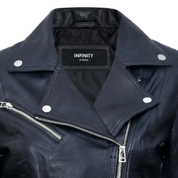 Womens Smart Leather Biker Jacket-Matlock - Upperclass Fashions 
