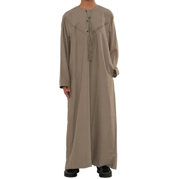 HM11 - Boy's Thobe Emirati Omani Bobble Button String Tassel - Beige - Thobez - 43