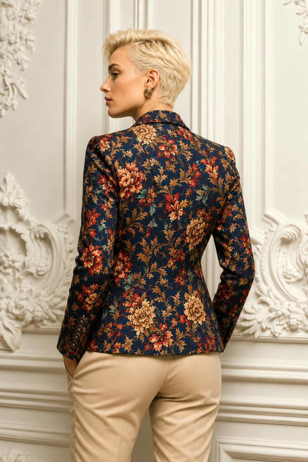 Claudio Lugli Midnight Baroque Bloom Print Blazer