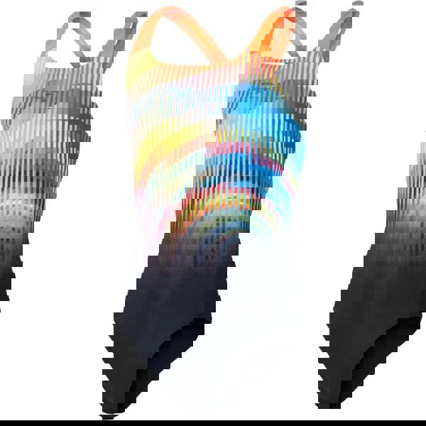 Girls digital placement Powerback swimsuit in black red by Speedo