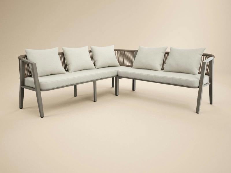 SOLACE+CO Dayton Corner Sofa & Coffee Table Garden Set Beige