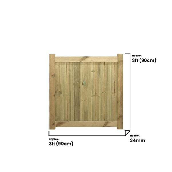 Premier Garden Supplies Ultimate Tongue & Groove Wooden Garden Gate Heights: 3ft-6ft x Width: 3ft Decorative T&G Boards Fully Framed Privacy - Wooden Garden Gate - Pressure Treated (Tanalised) - Height: 3ft (90cm) x Width: 90cm