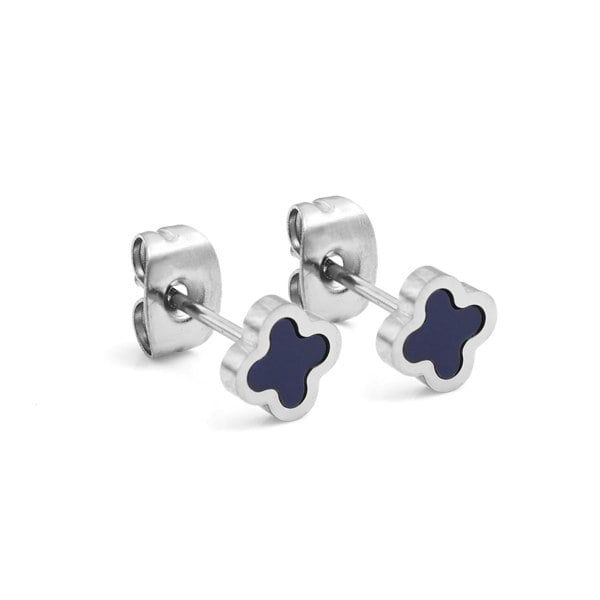 Say It With Blue Clover Earrings - Silver