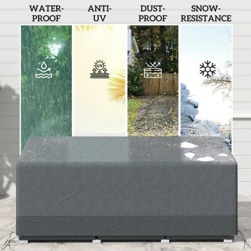 Bobobiy Rectangular Garden Furniture Cover Waterproof for 3 Seater Sofa Bistro Set, 190 x 72 x 76cm, Grey