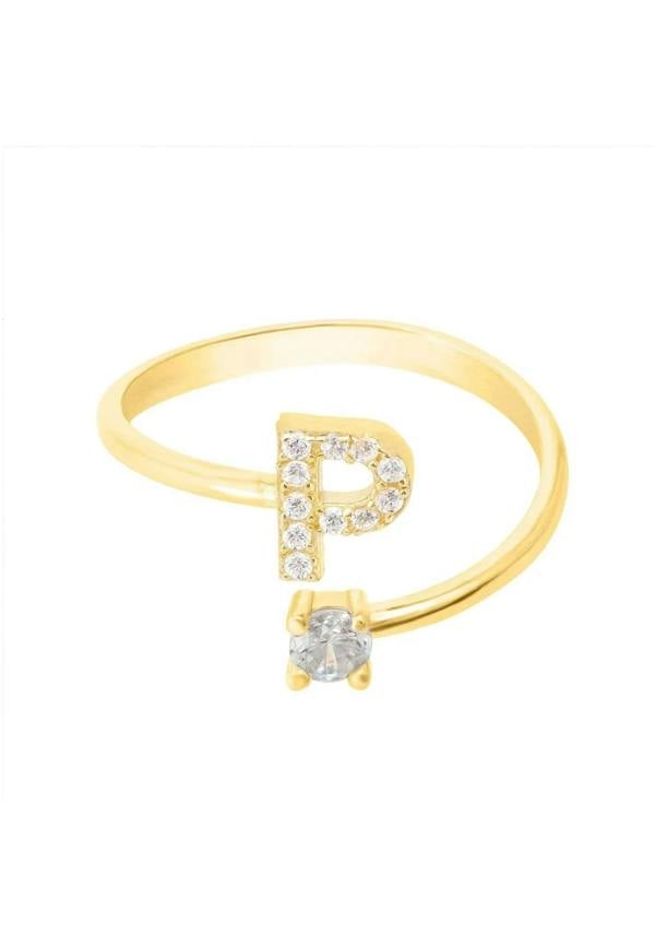 Initial Ring Gold P - LATELITA Rings