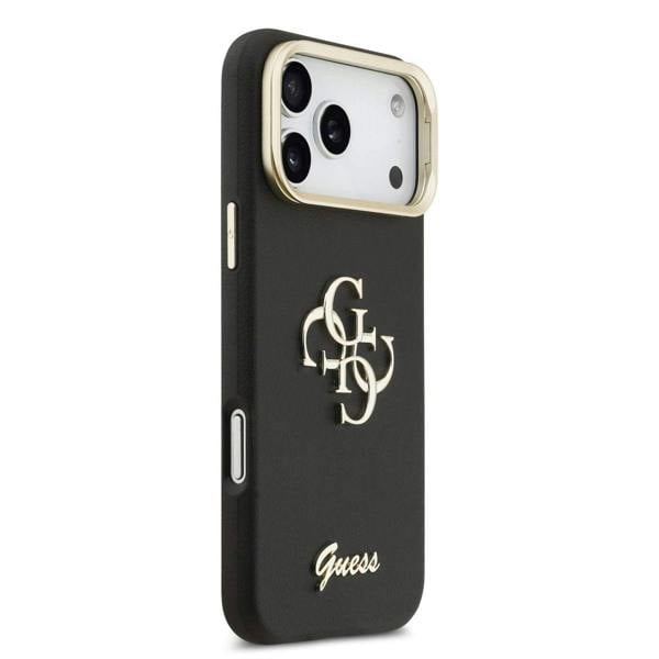 Guess PU Grained 4G Logo Stand Camera Frame Case for iPhone 17 Pro Max 6.9" Brown - GUHCP17XPCS4GSW