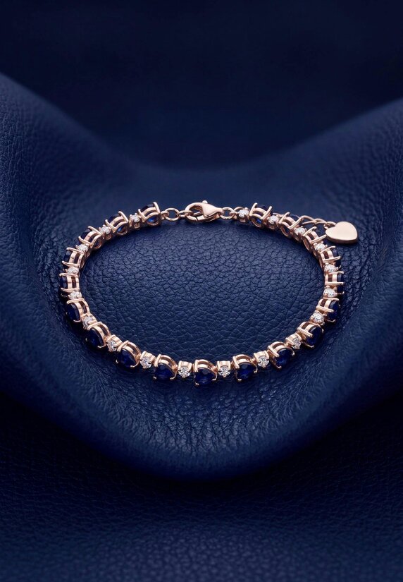 Latelita Asscher Cut Heart Tennis Bracelet Sapphire Gold