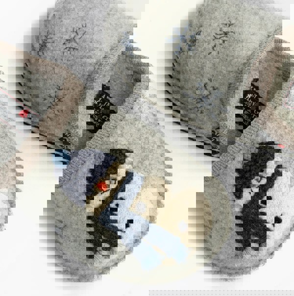 Haflinger OLAF Womens Snowman Mule Slippers Light Grey