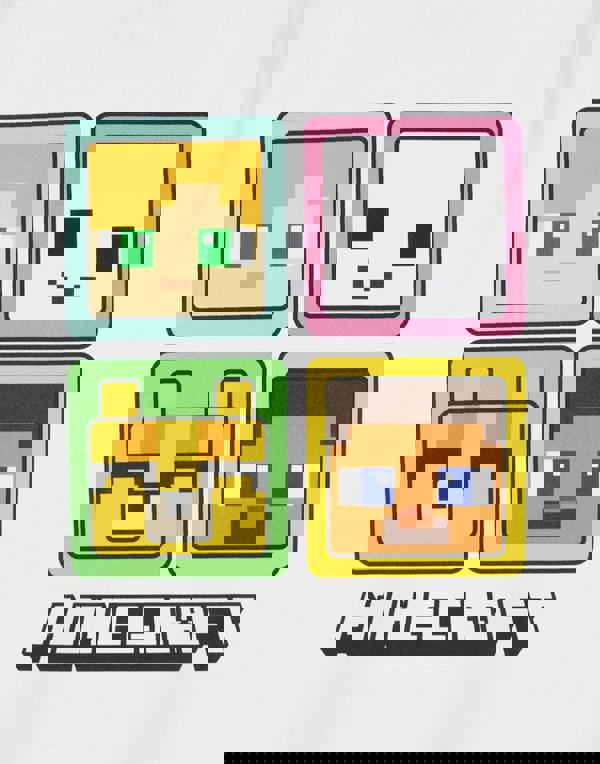 Minecraft Girls White Squares Short Sleeved T-Shirt