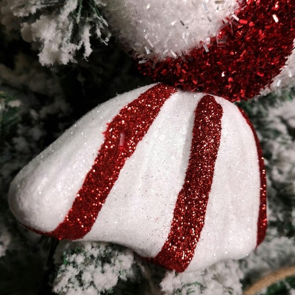 Samuel Alexander 28cm Red and White Glitter Candy Stripe Sweet Hanging Christmas Decoration
