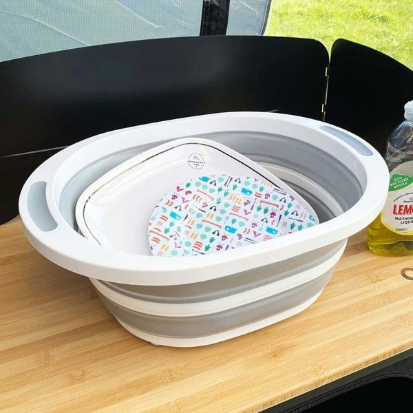 Olpro Collapsible Washing up Bowl & Chopping Board on Camp Kitchen