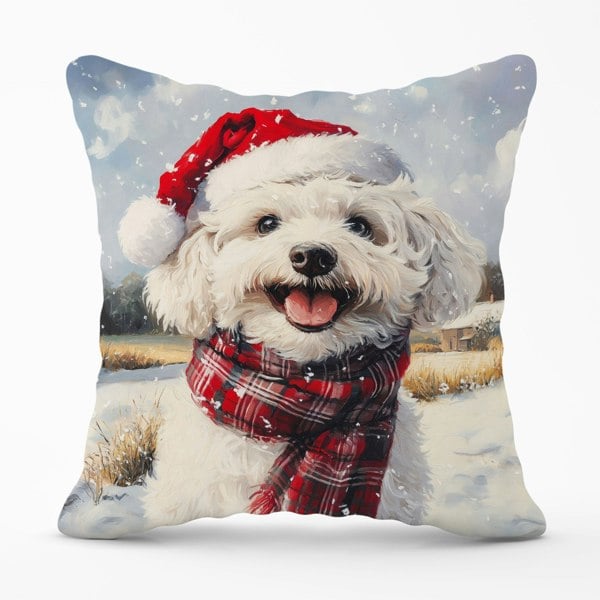 Warren Reed Christmas Bischon Frise Cushion