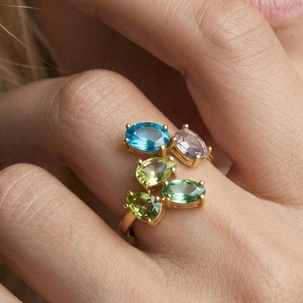 Uchi & Soto Hanabi Mixed Stones Ring
