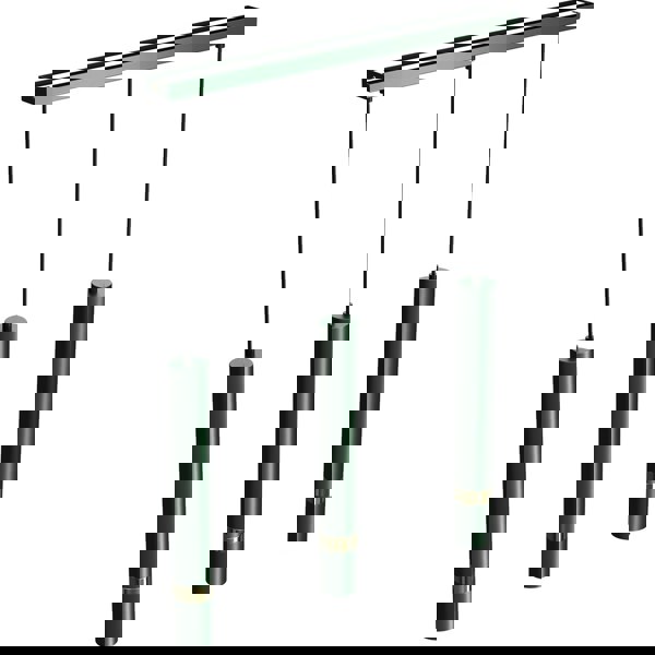 Milagro Joker Contemporary Pendant Lamp 3XGU10 Hand Made Cylindrical Style Lights Finished in Rich Green With Striking Gold Detail