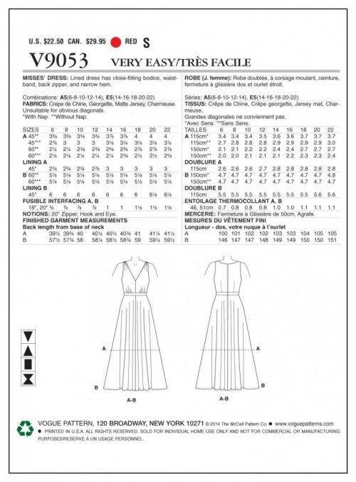 Vogue Sewing Pattern 9053, Dresses for Women, 6-8-10-12-14 - Easy