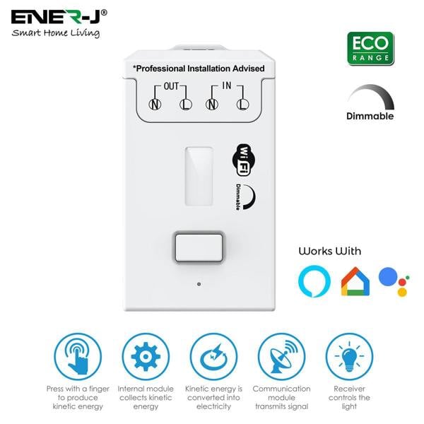 ENER-J ENERJ Dimmable  Receiver for Wireless Kinetic Dimmable Switch + Wi-Fi 100W Receiver ECO RANGE