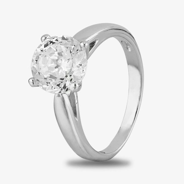 Starbright Silver 8mm Four Claw Round Cubic Zirconia Ring R6025(8M) 3A