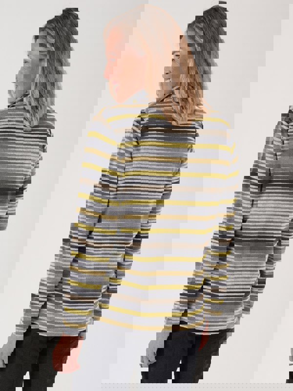 PennyPlain Stripe Zipped Funnel Neck - Forest