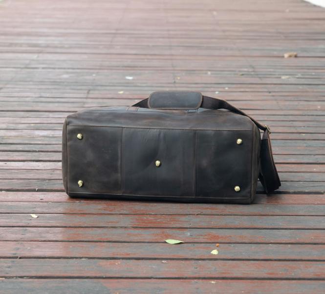 Touribag Genuine Leather Holdall Dark Brown