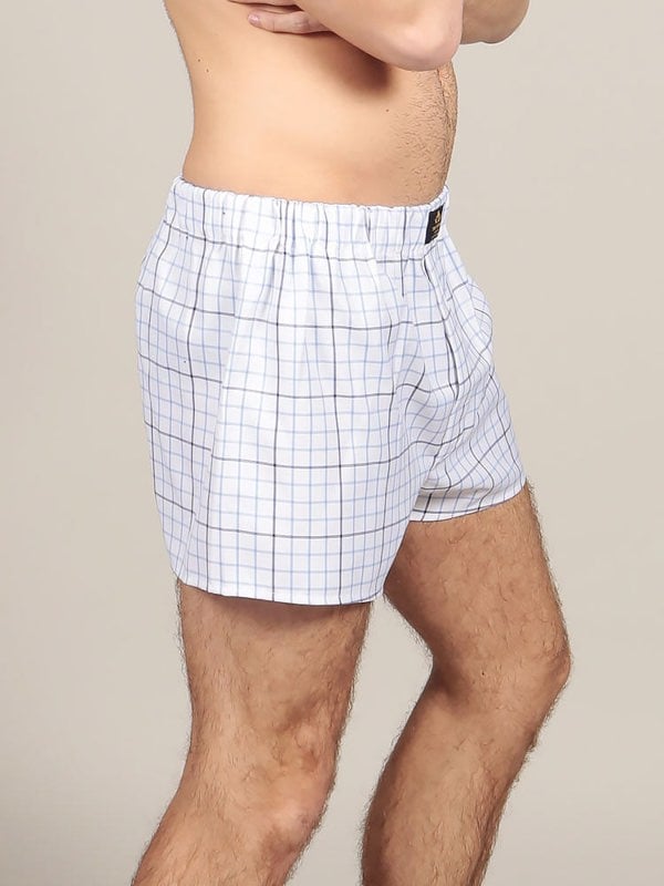 CHEQUERED COTTON BOXERS – BLUE & BLACK