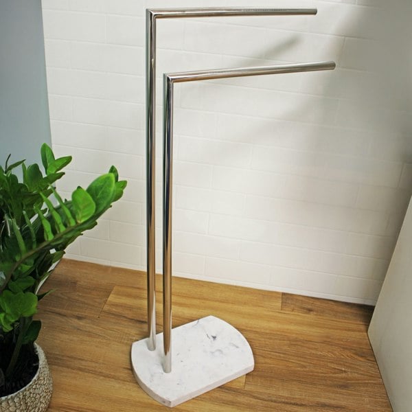 Showerdrape Octavia White Marble & Chrome Freestanding Towel Stand