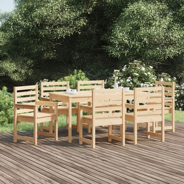 Berkfield 7 Piece Garden Dining Set Solid Wood Pine