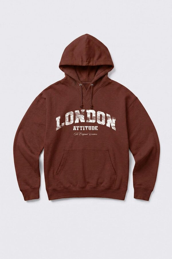 London Attitude Relaxed Fit Collegiate Graphic Hoodie in White