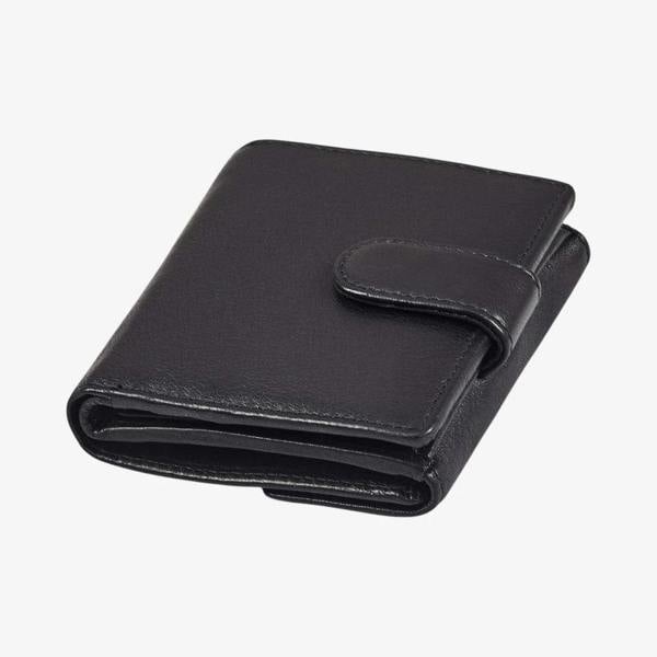 Small black leather purse for women with RFID security 