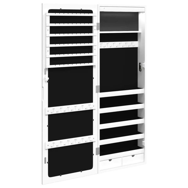 Berkfield Mirror Jewellery Cabinet with LED Lights Wall Mounted White