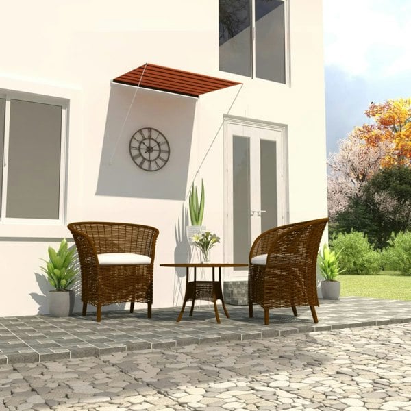 Berkfield Retractable Awning 150x150 cm Orange and Brown