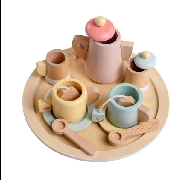 HYGRAD BUILT TO SURVIVE HYGRAD Wooden Tea Set For Toddlers Kids Tea Play Set Pretend Play Toys For Toddlers Kitchen Tea Set Toy Gift For Toddlers