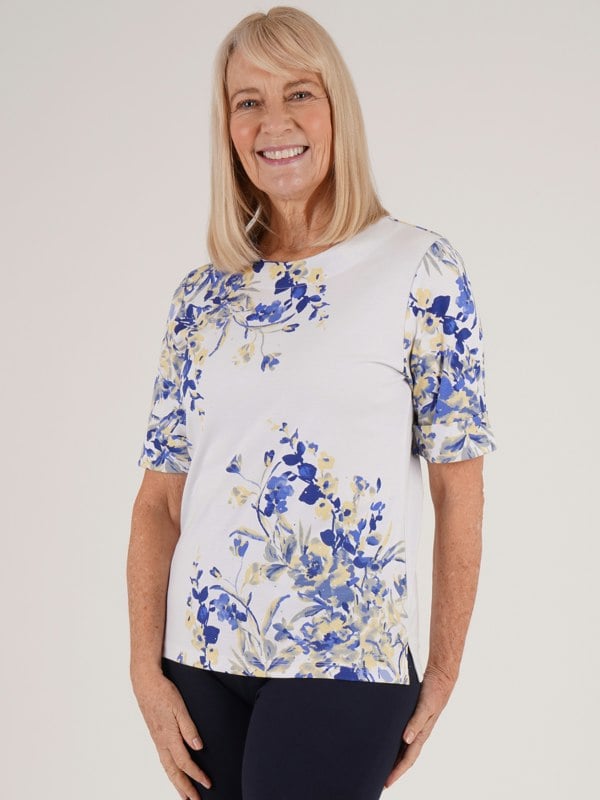 TIGI-Wear Floral Placement Print Top