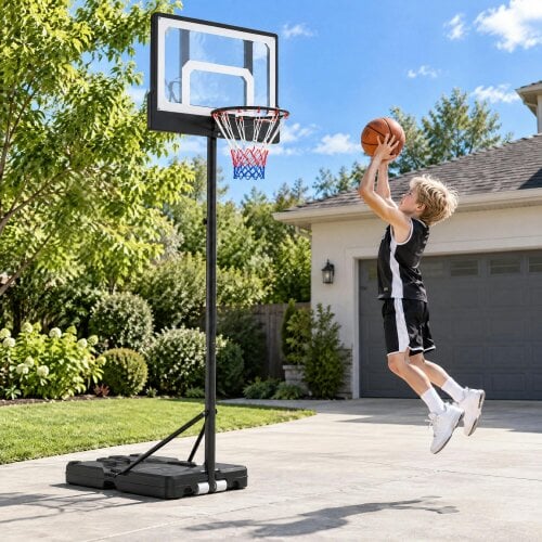 SPORTNOW Basketball Hoop and Stand with Wheels and Base, Black