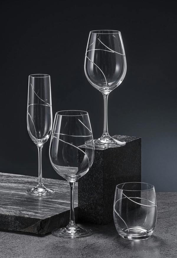 Up Hand Cut White Wine Glasses - Set of 2