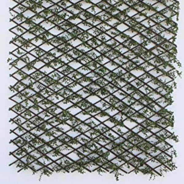 The Garden Marketplace Expanding Willow Garden Trellis with Buxus Leaves, 2m x 1m Extendable Privacy Screen Panel, Decorative Greenery Fence Cover