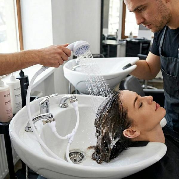 Blue Canyon Double TAP Bath Sink Shower Head Hose Spray Hairdresser PET Push ON Mixer