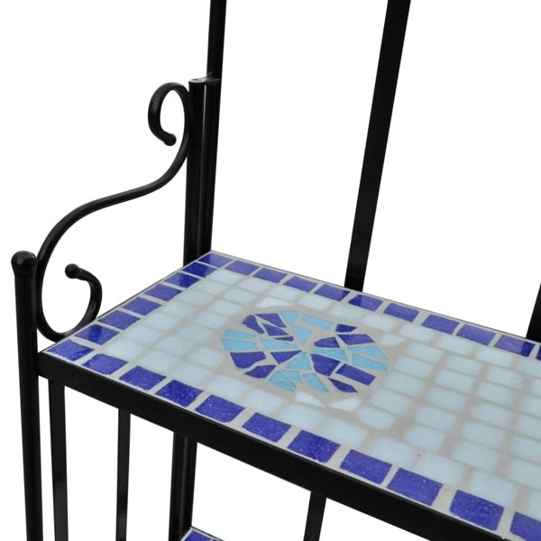 Berkfield Plant Stand Plant Display Blue White Mosaic Pattern