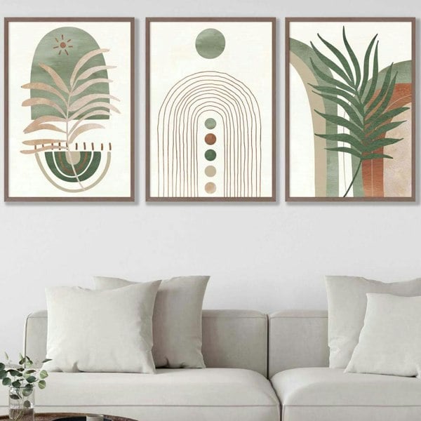 Artze Wall Art Sage Green Botanical Arches Set of 3 Framed Wall Art